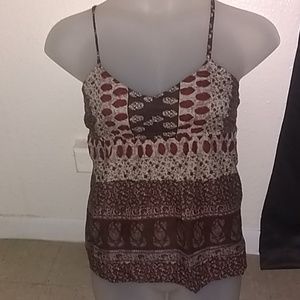 🍁Wet Seal Brown Red and Tan Blouse Size S